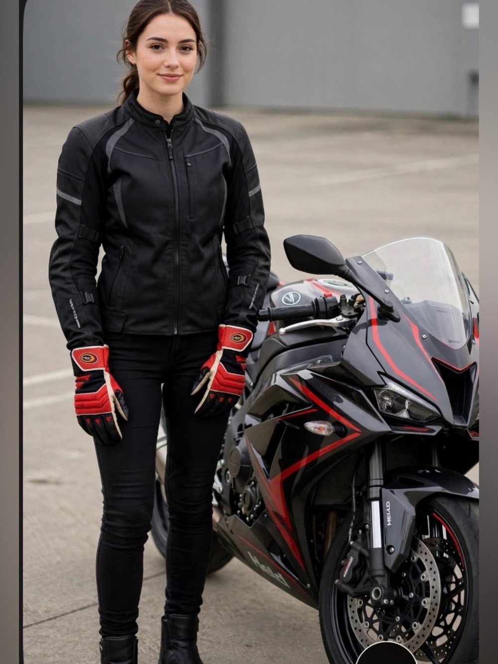 Held made in Germany stud motorcycle Black and Red Racing Gloves Size S women’s